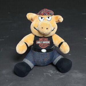 Vintage Harley Davidson Motorcycle Biker Plush Hog 1993 Denim Bandanna 12”